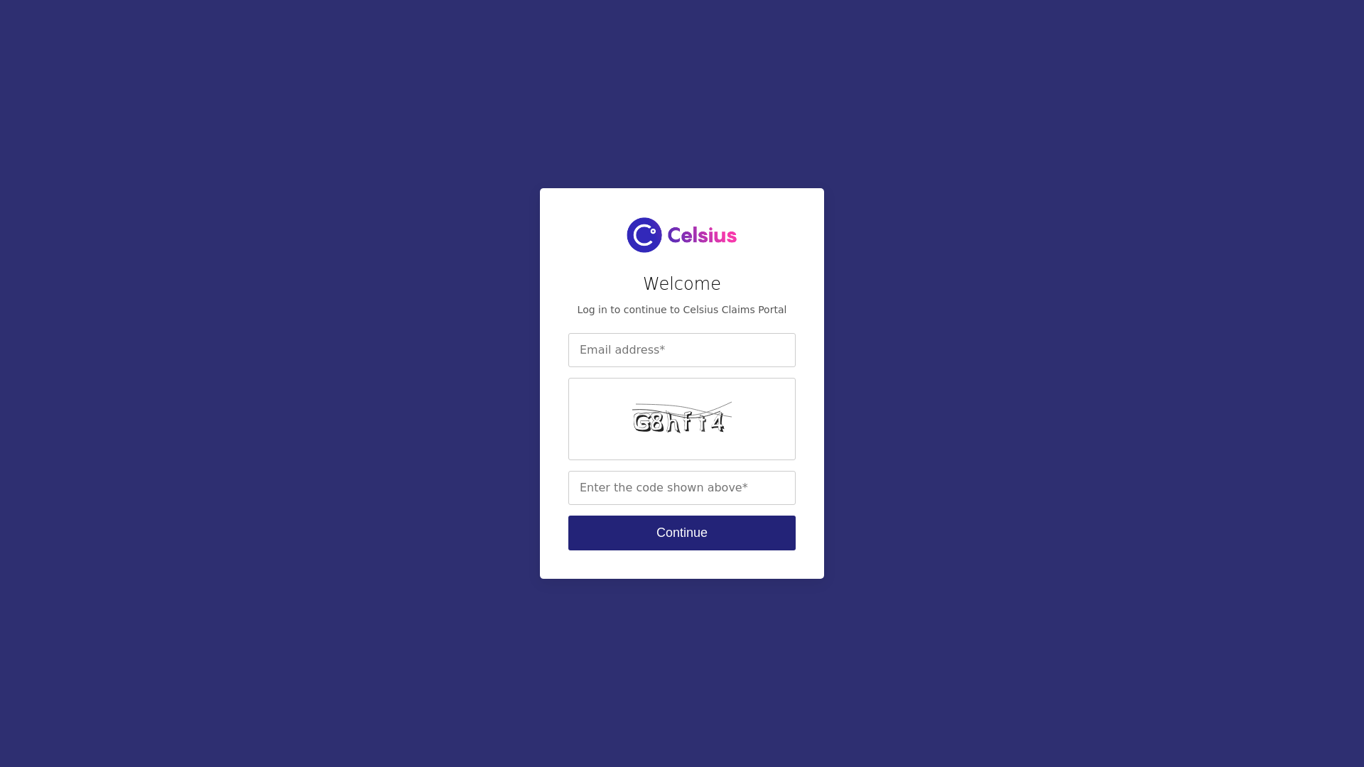 website screenshot of https://claims-portalcelsius.com/
