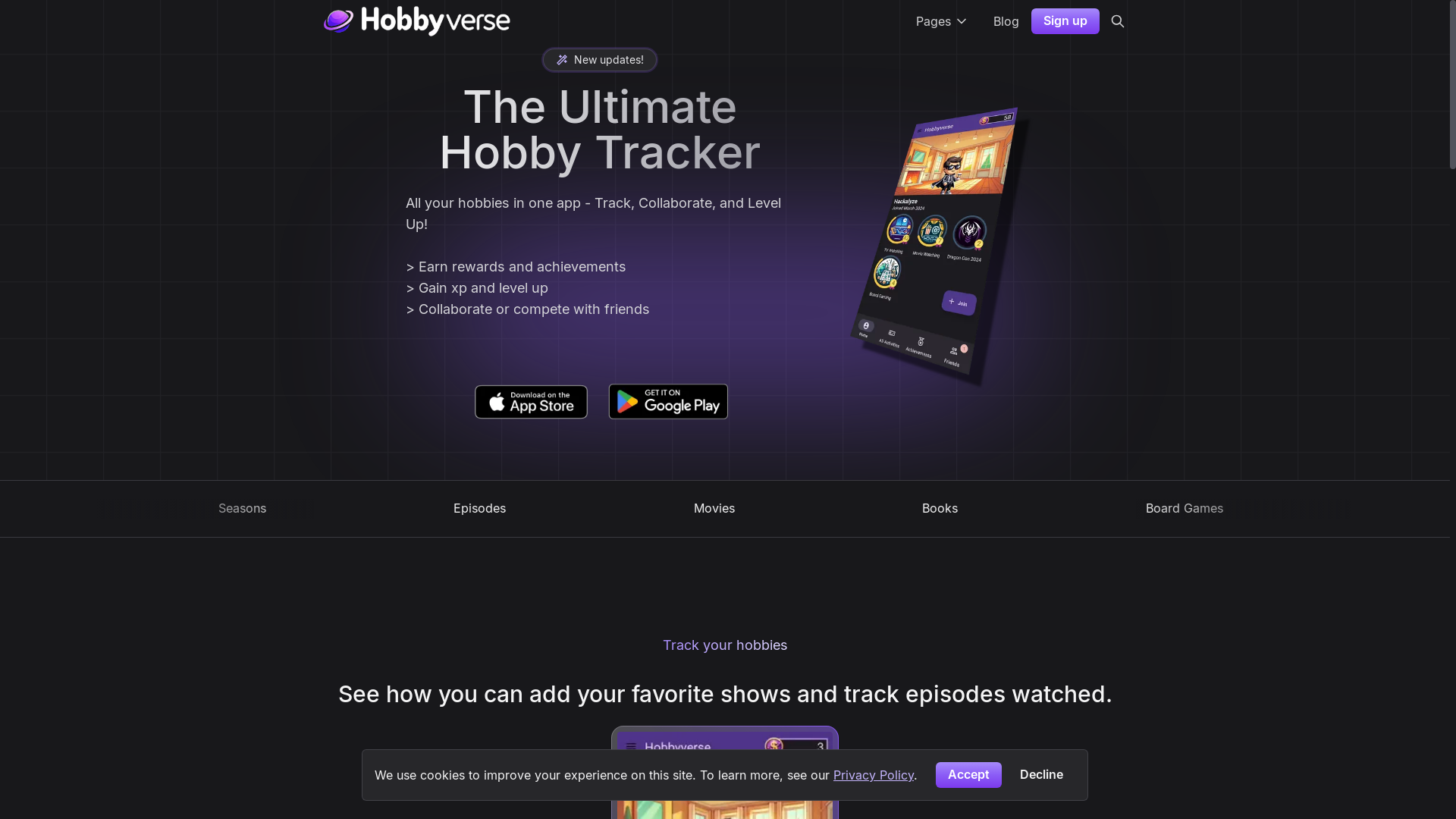 website screenshot of https://hobbyverse-c3ecc107-48b1-4584-9308-c8587741895c.pages.dev/