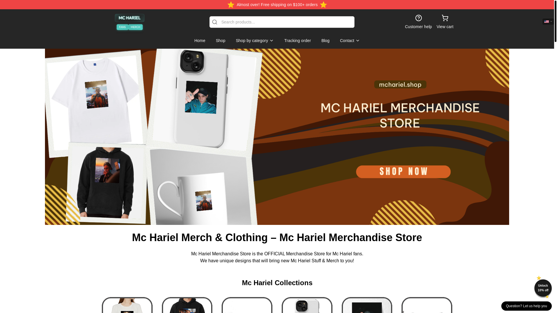 website screenshot of https://mchariel.shop/