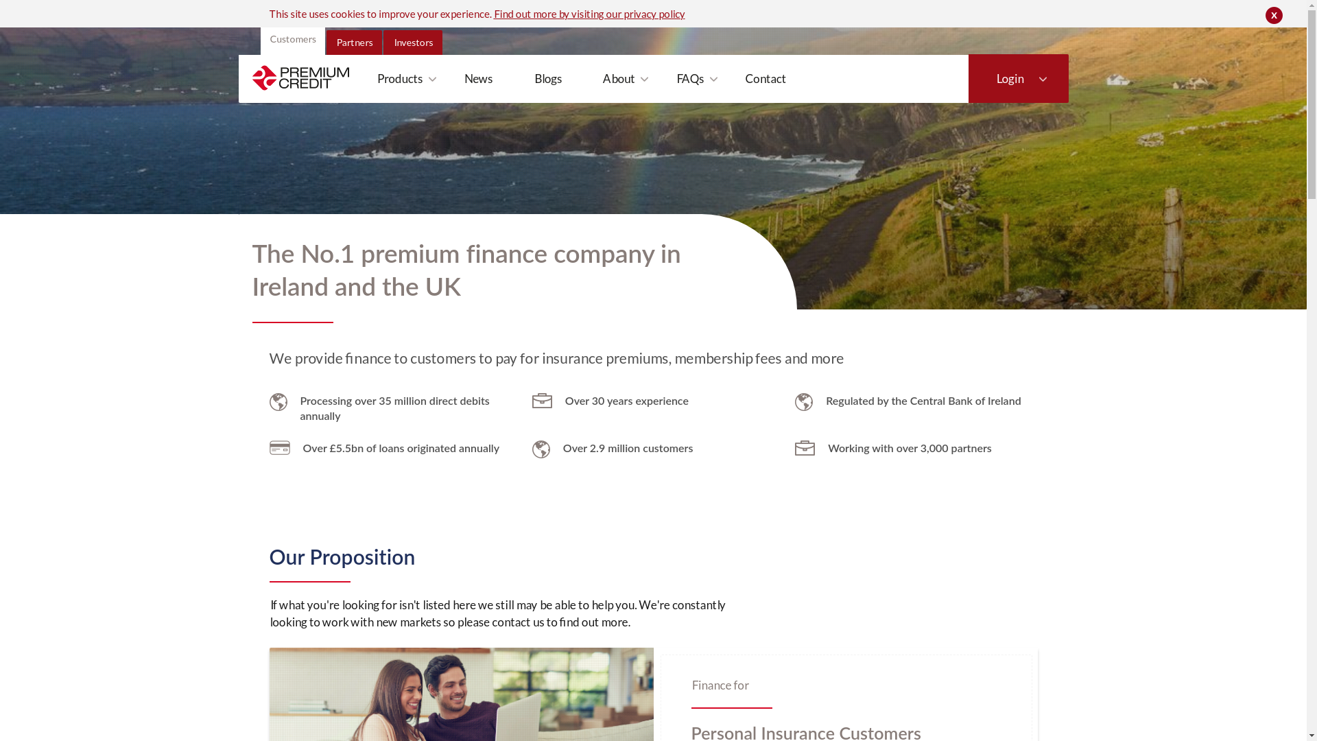 website screenshot of https://www.premiumcredit.ie/