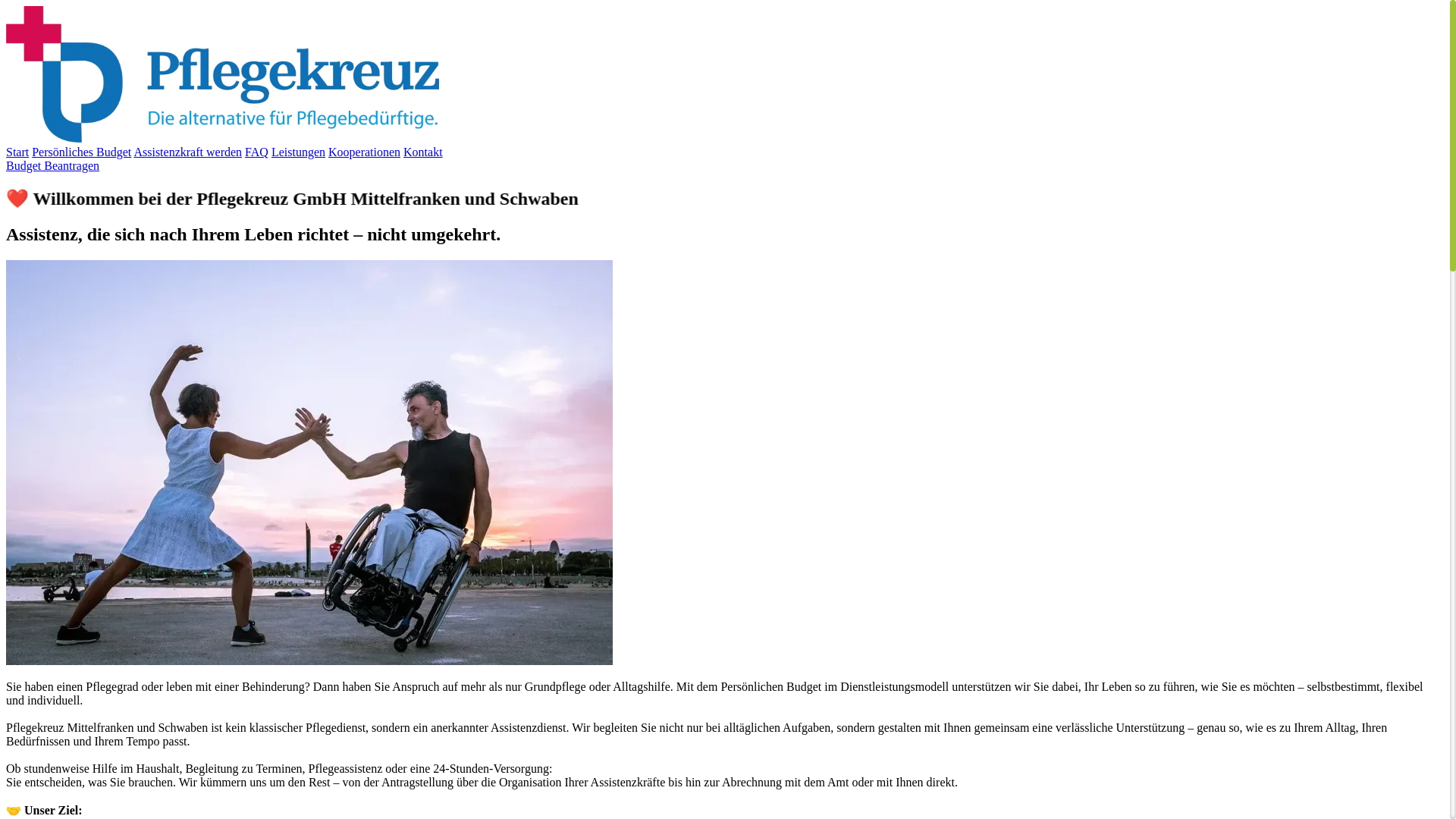 website screenshot of https://pflegekreuz-mittelfranken.de/