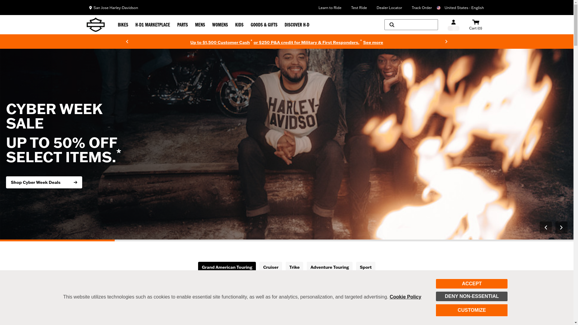 website screenshot of https://harley-davidson.com