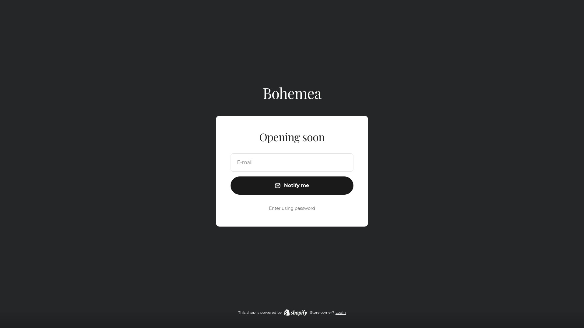website screenshot of https://bohemeaboutique.com/