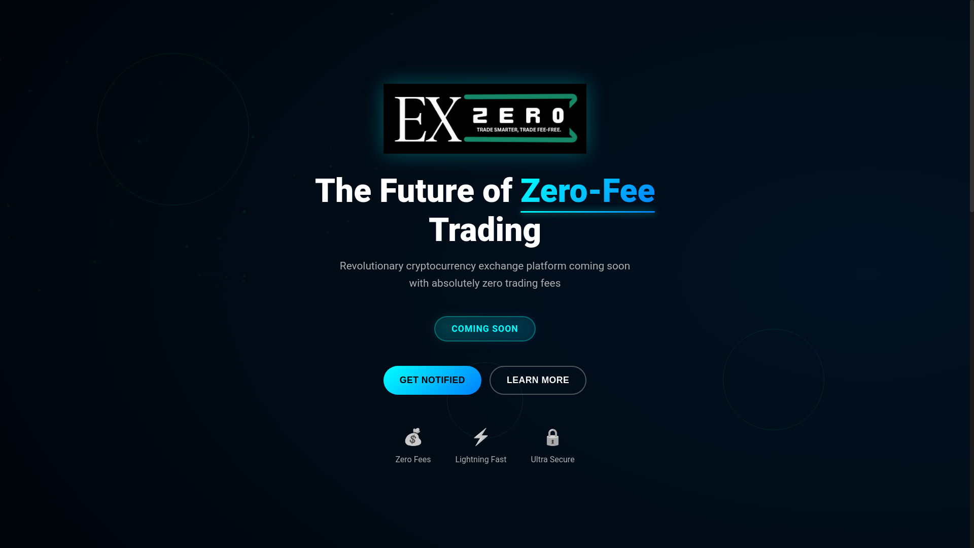 website screenshot of https://exzero-comingsoon.pages.dev/