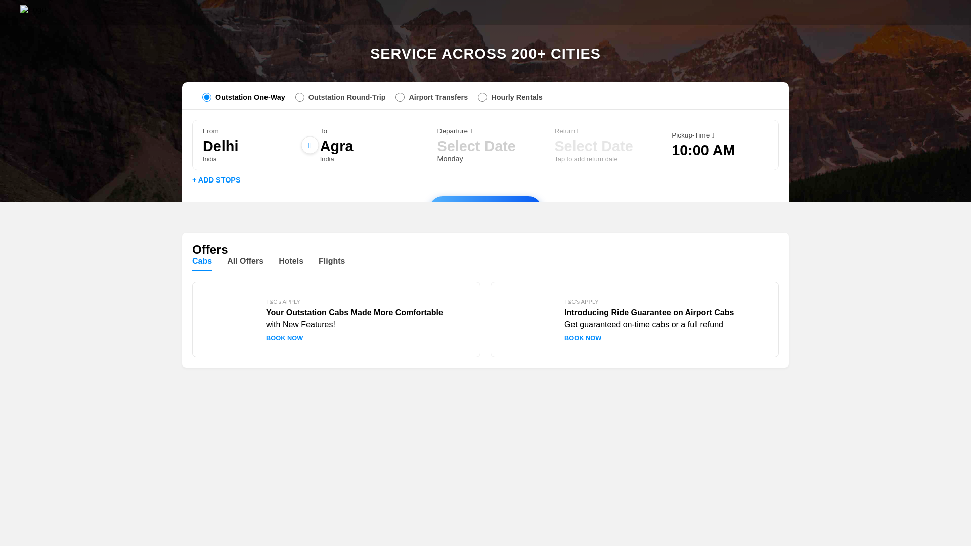 website screenshot of https://cab-booking-app.pages.dev/