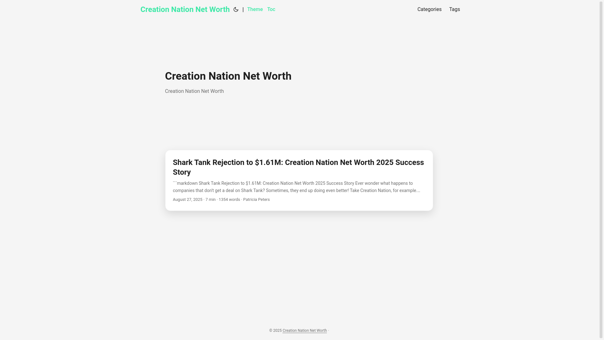 website screenshot of https://creation-nation-net-worth.pages.dev/