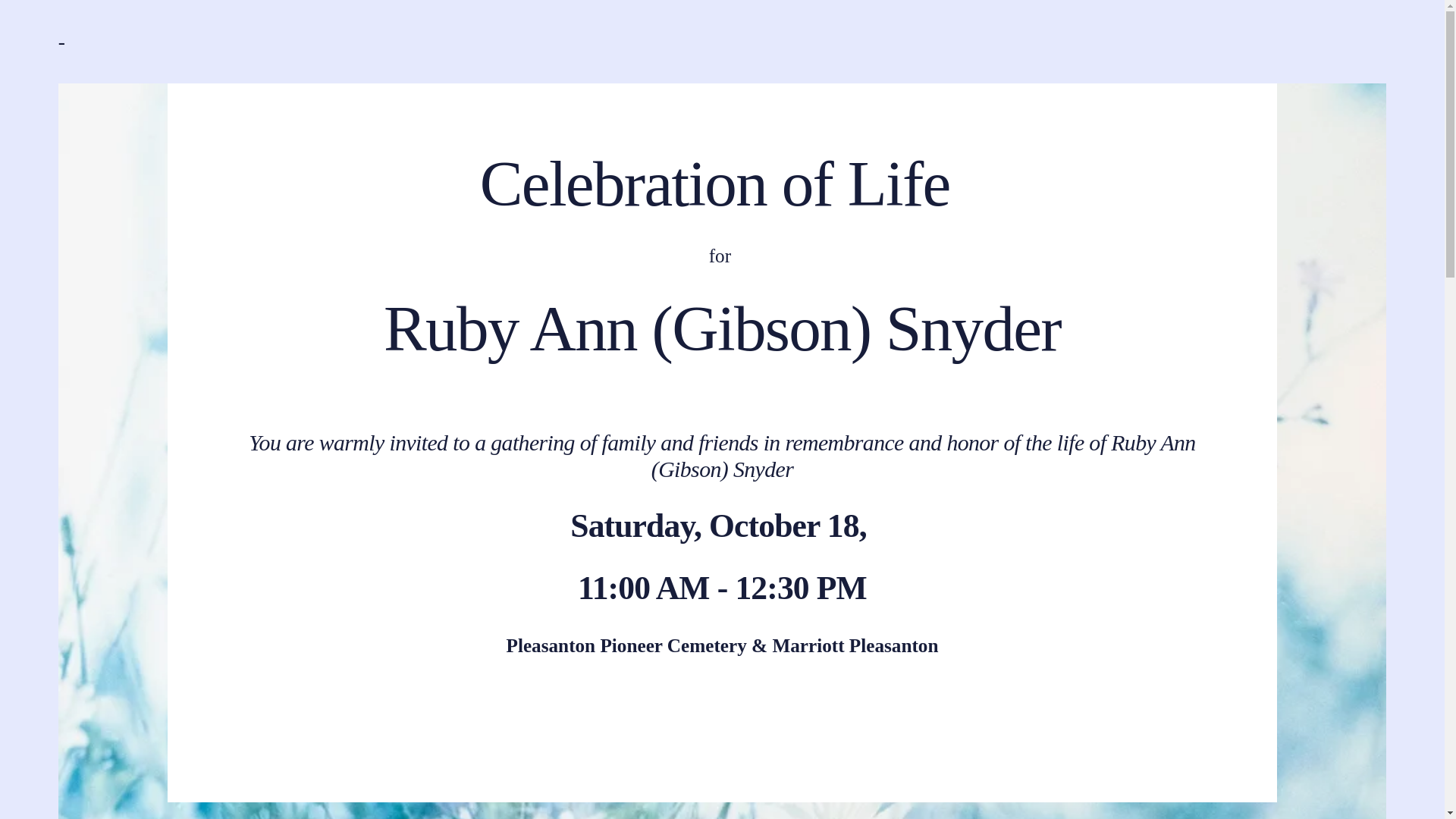 website screenshot of https://rubysnydermemorial.com/