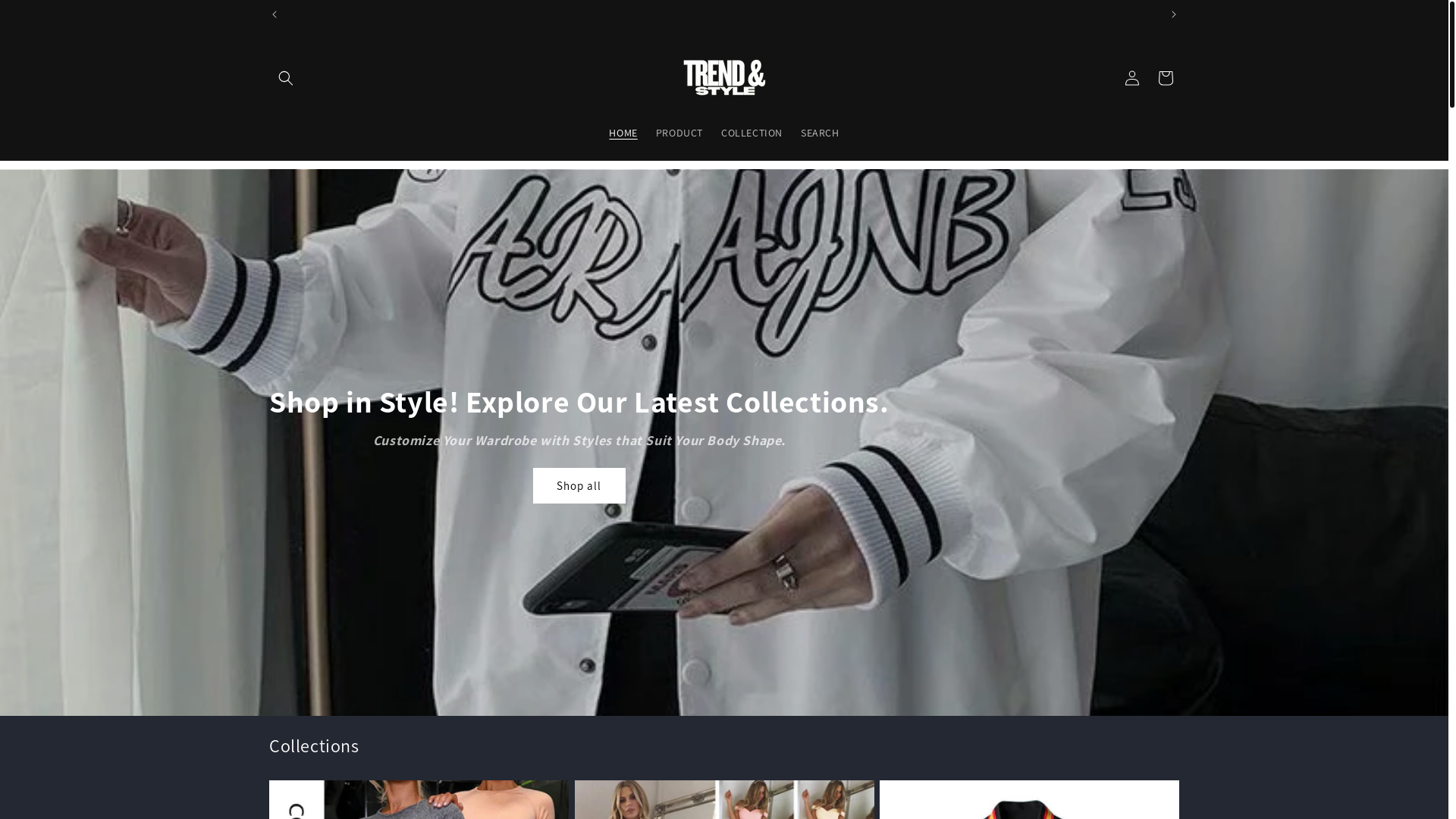 website screenshot of https://trendandstyleapparel.com/