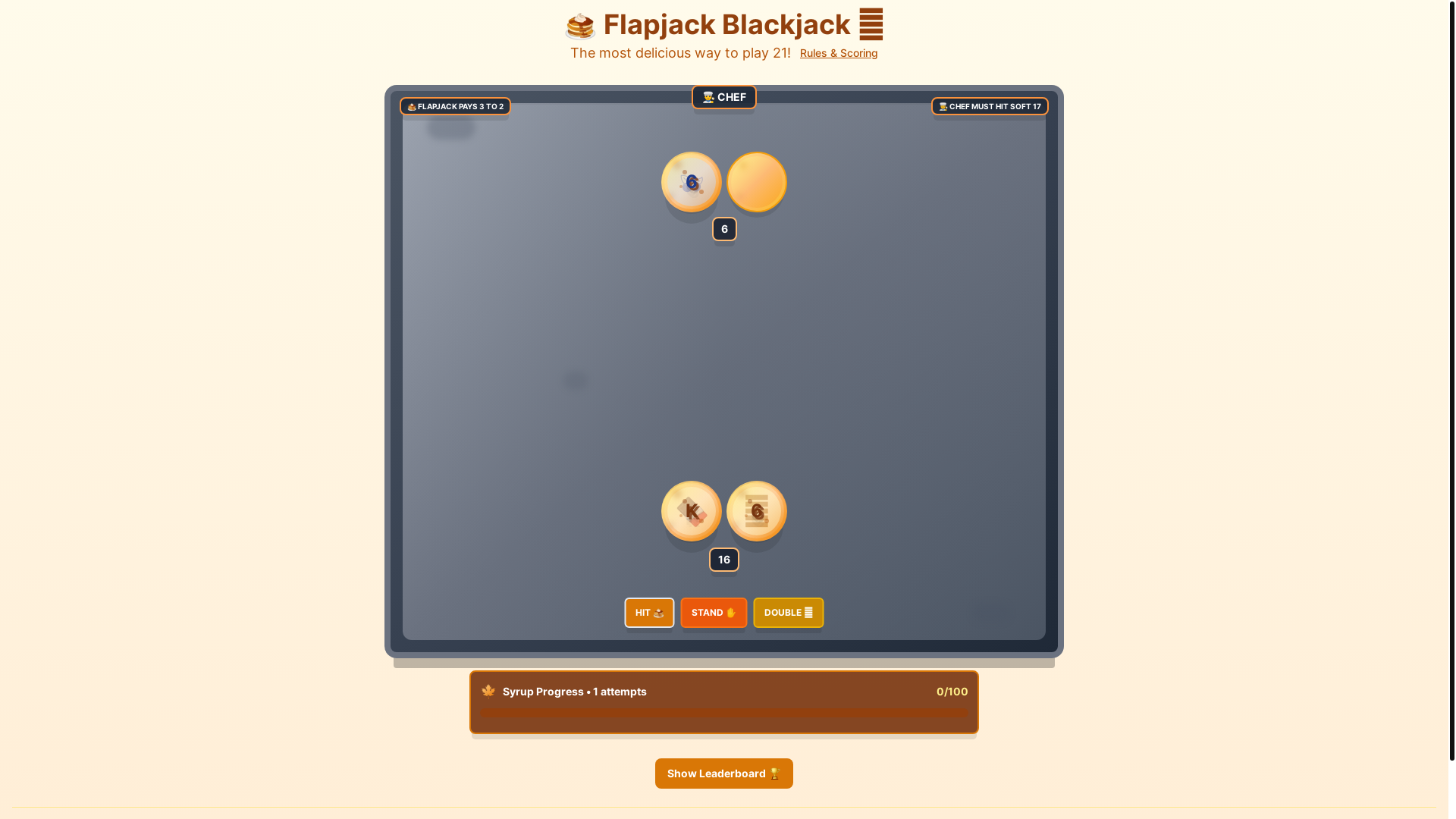 website screenshot of https://flapjackblackjack.com/