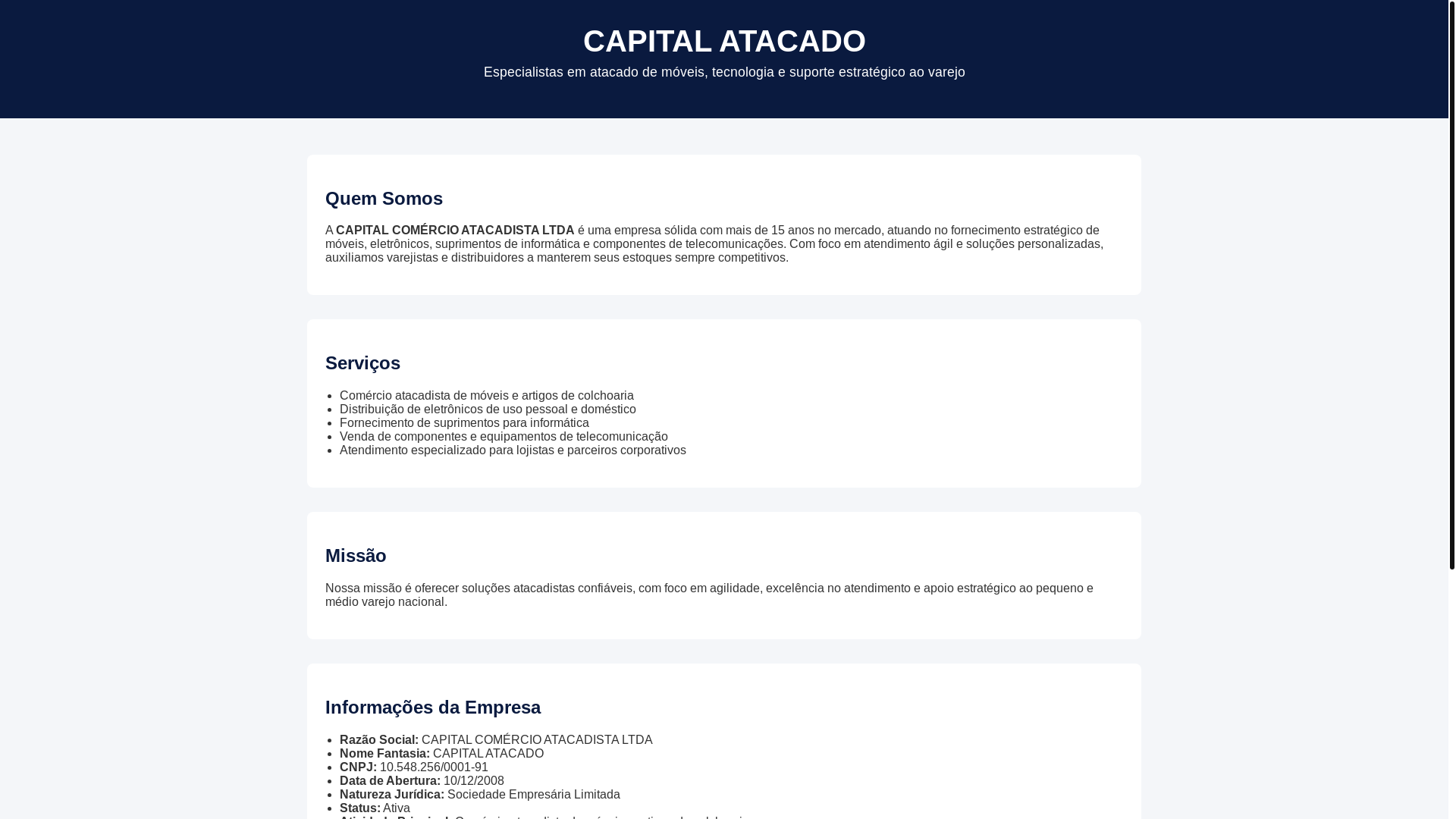 website screenshot of https://capitalatacado.shop/
