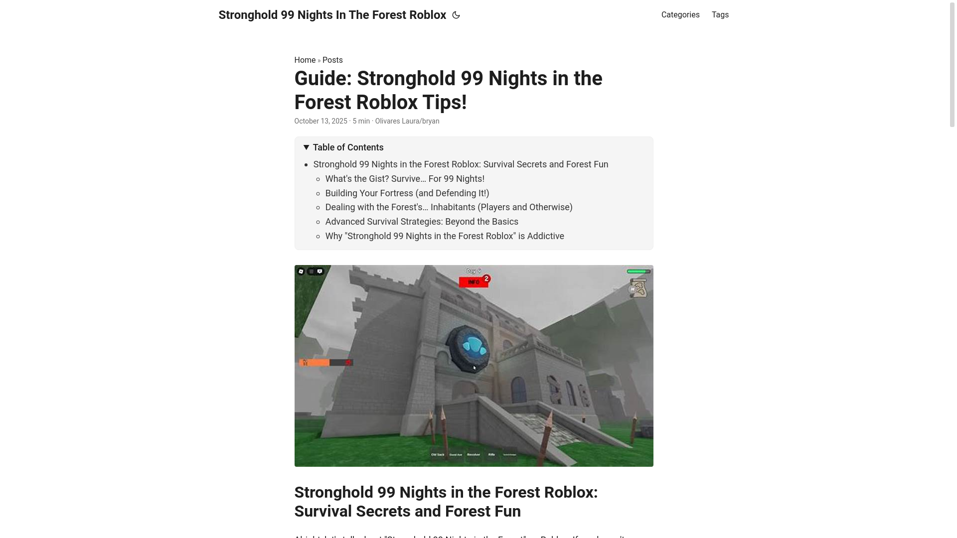 website screenshot of https://stronghold-99-nights-in-the-forest-roblox.pages.dev/