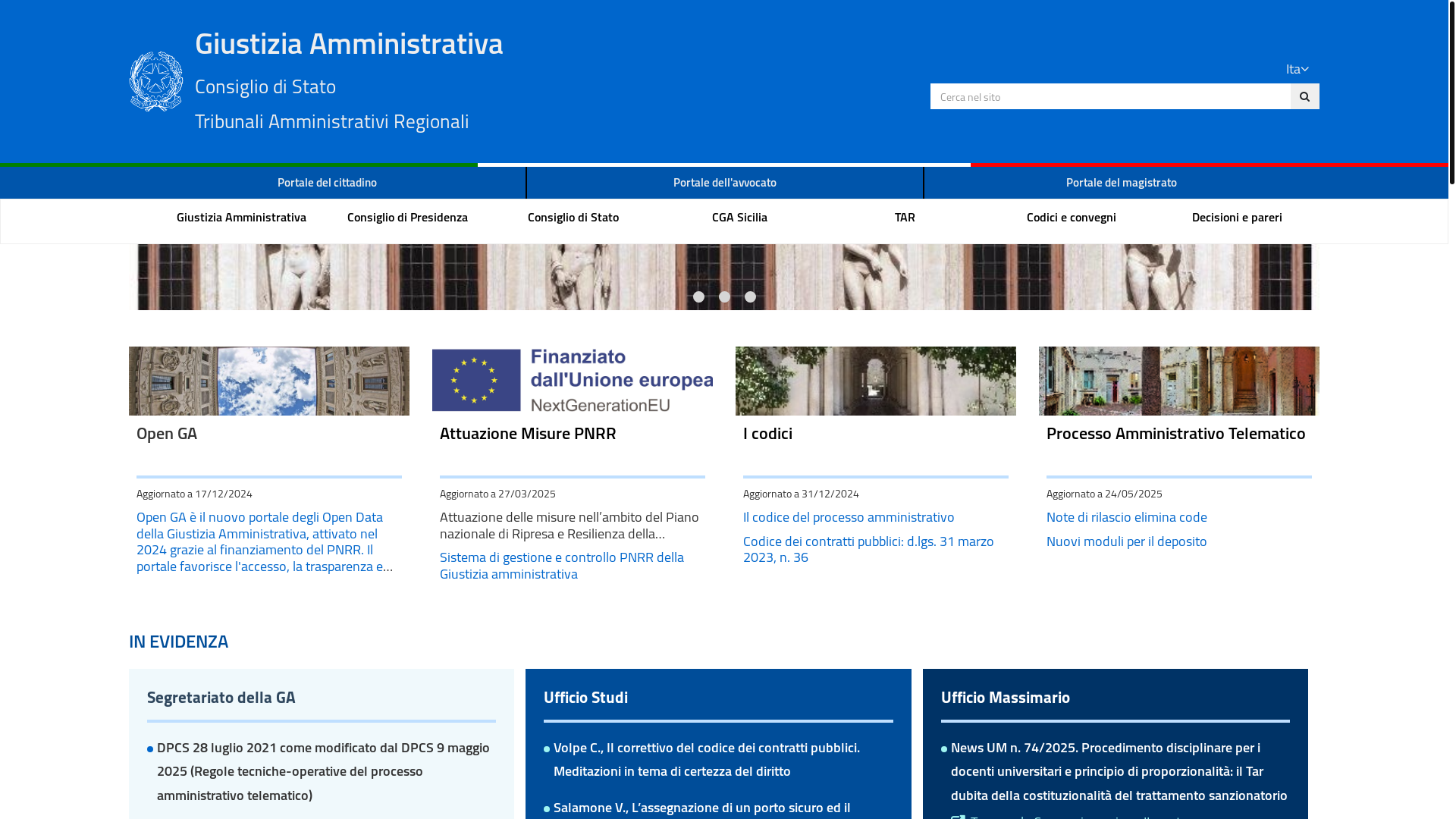 website screenshot of https://www.giustizia-amministrativa.it/