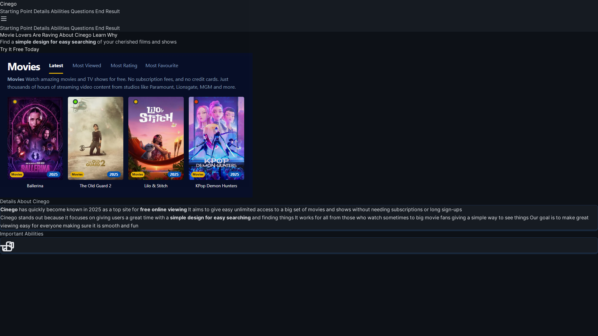 website screenshot of https://cinego-op7q.pages.dev/