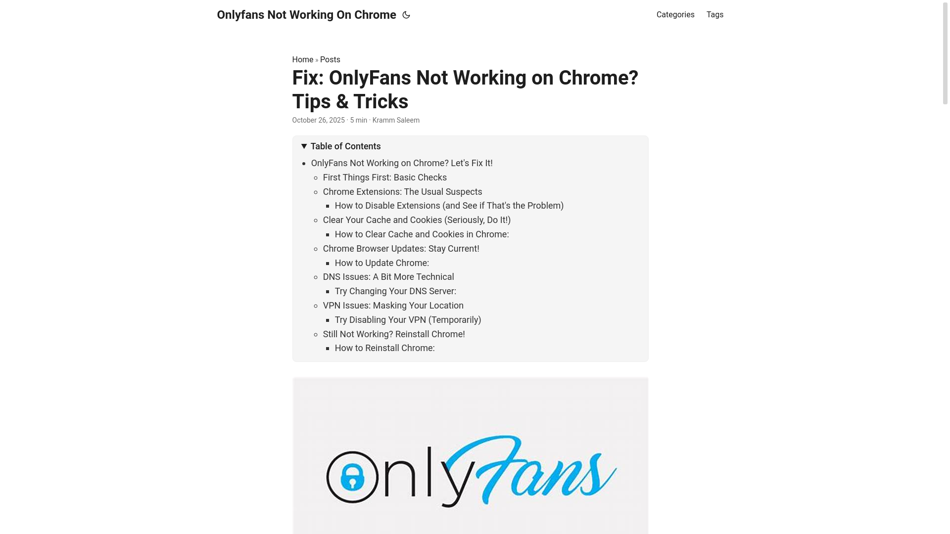 website screenshot of https://onlyfans-not-working-on-chrome.pages.dev/