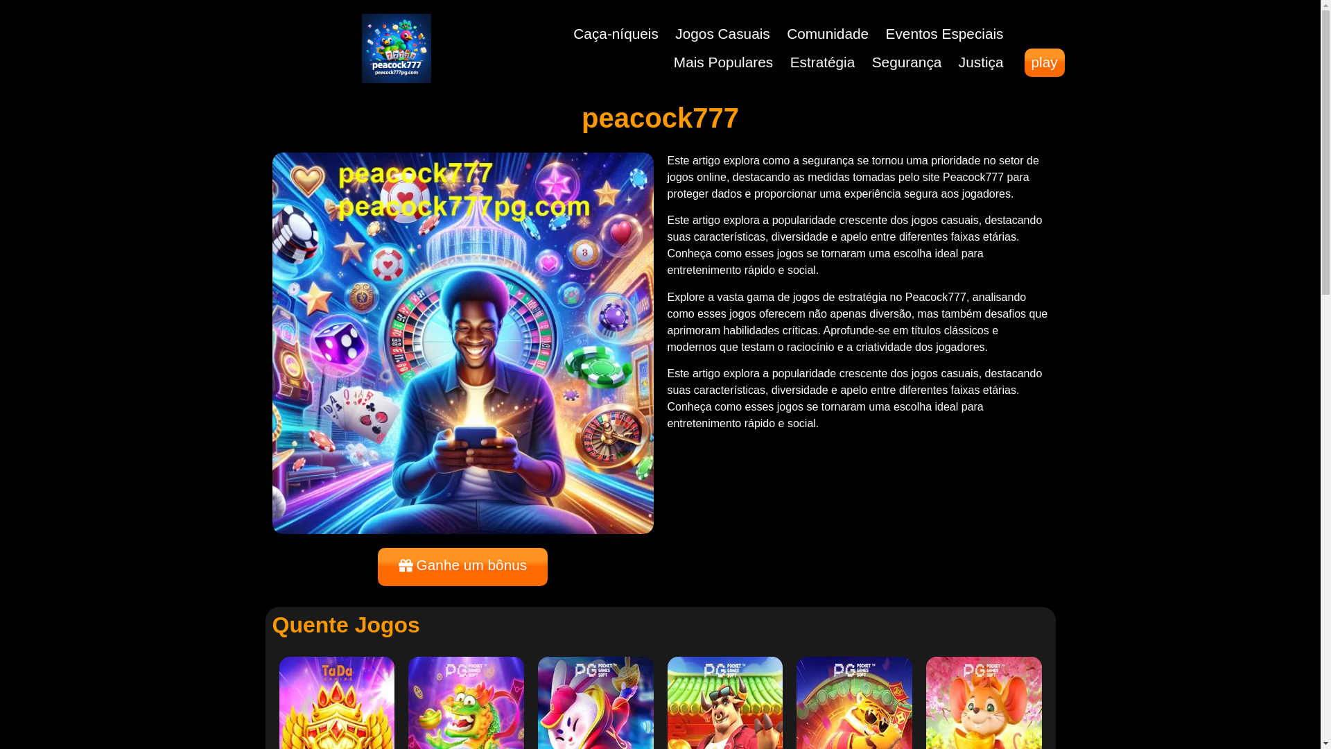 website screenshot of https://peacock777pg.com/