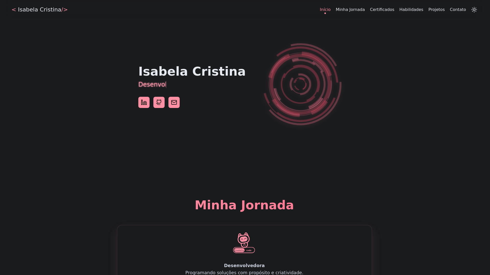 website screenshot of https://isabelacode.dev/