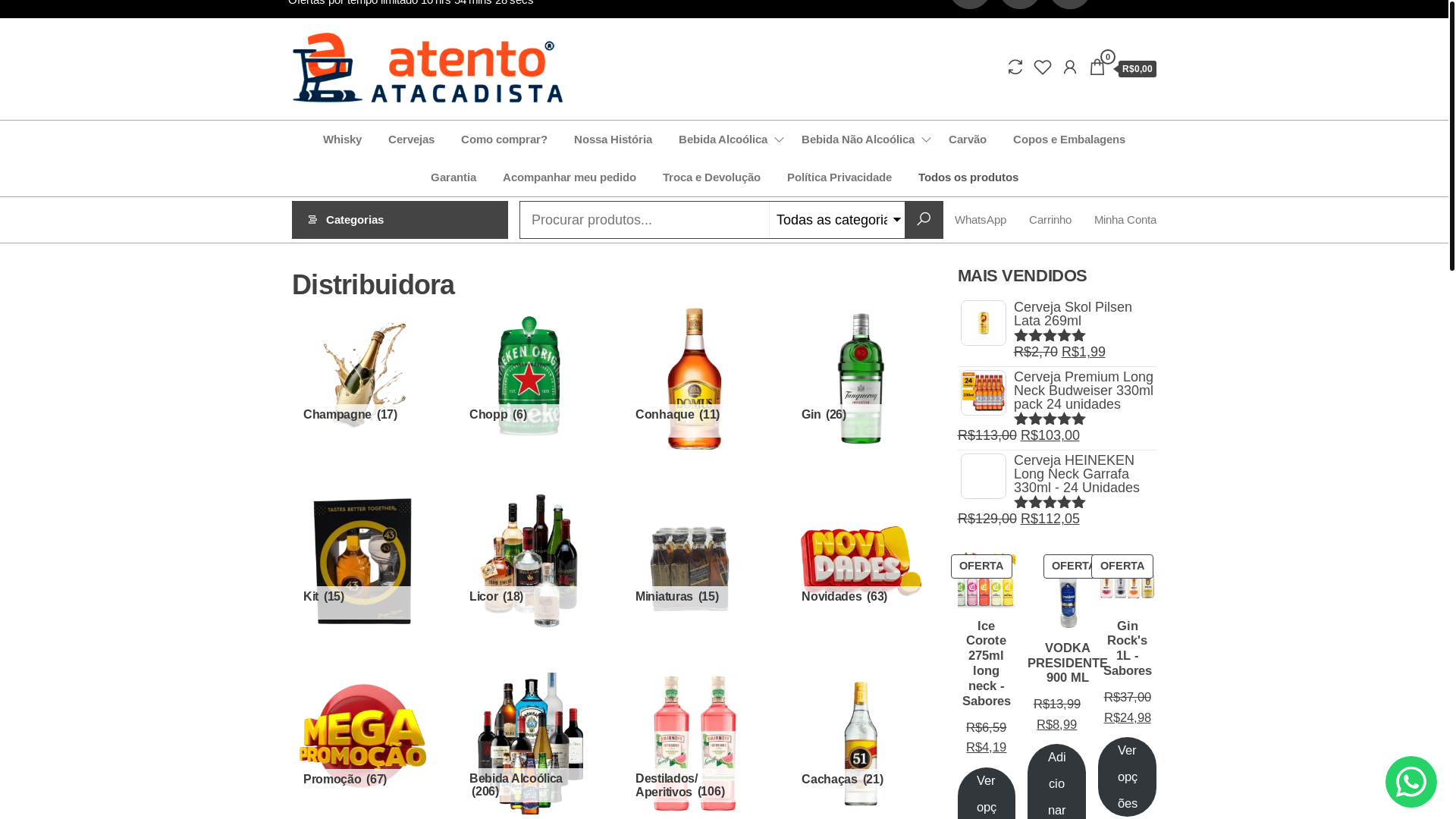 website screenshot of https://atentobebidas.com.br/