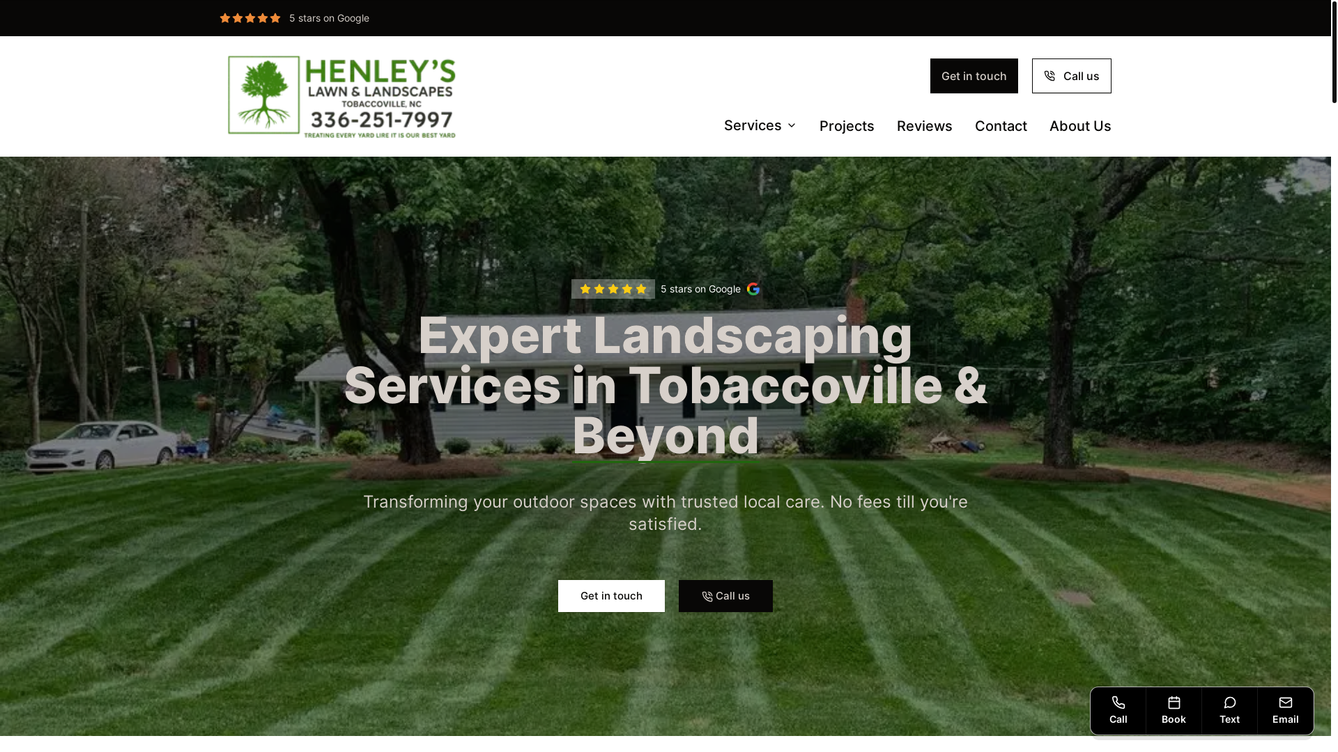 website screenshot of https://henleyslawnandlandscaping.com/
