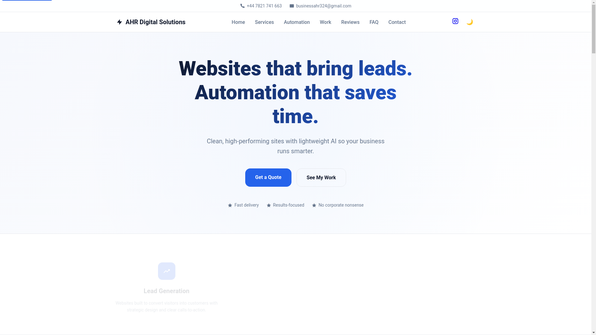 website screenshot of https://ahrautmations.com/