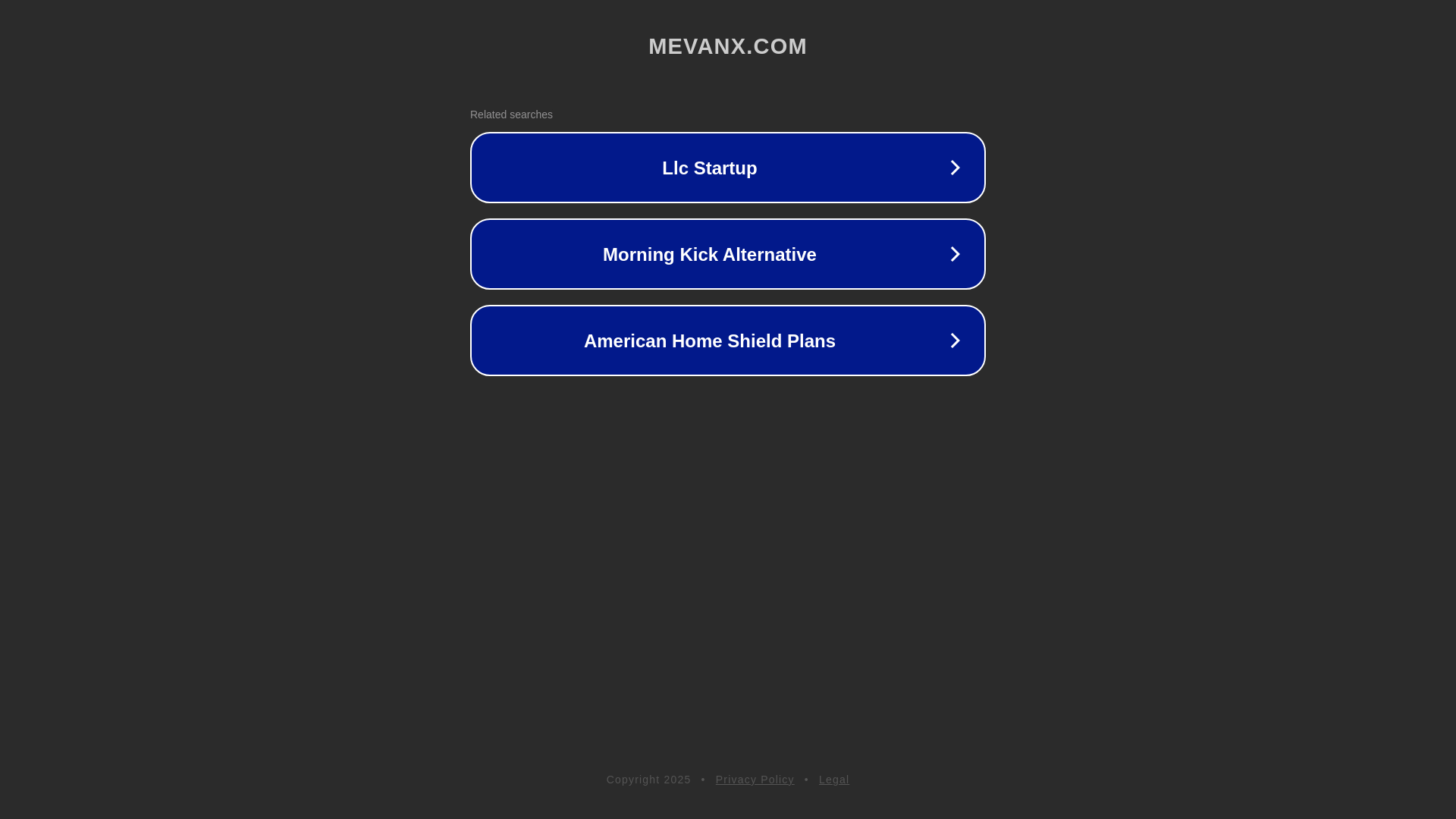 website screenshot of https://mevanx.com/