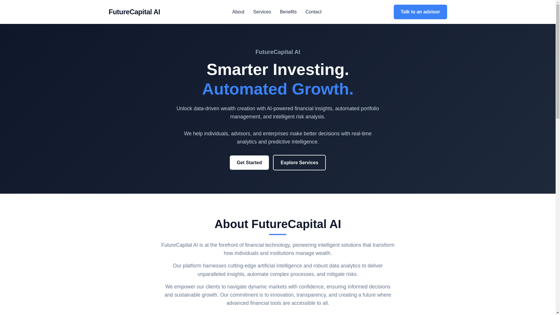 website screenshot of https://futurecapitalai.com/