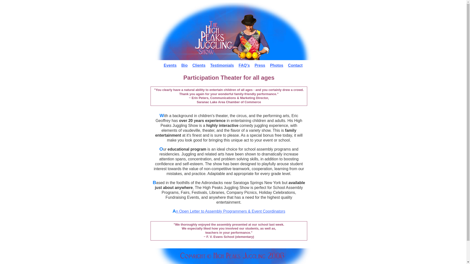 website screenshot of https://highpeaksjuggling.pages.dev/
