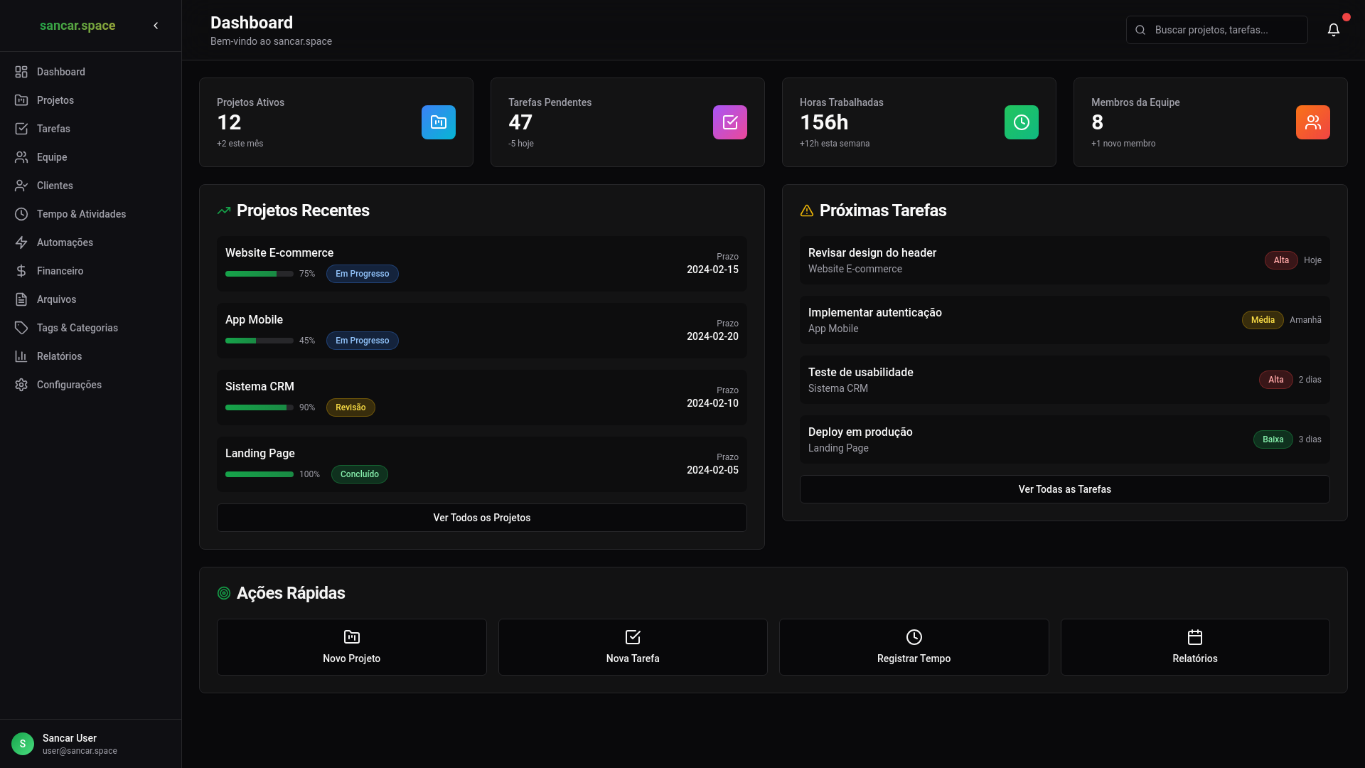 website screenshot of https://sancar.space/