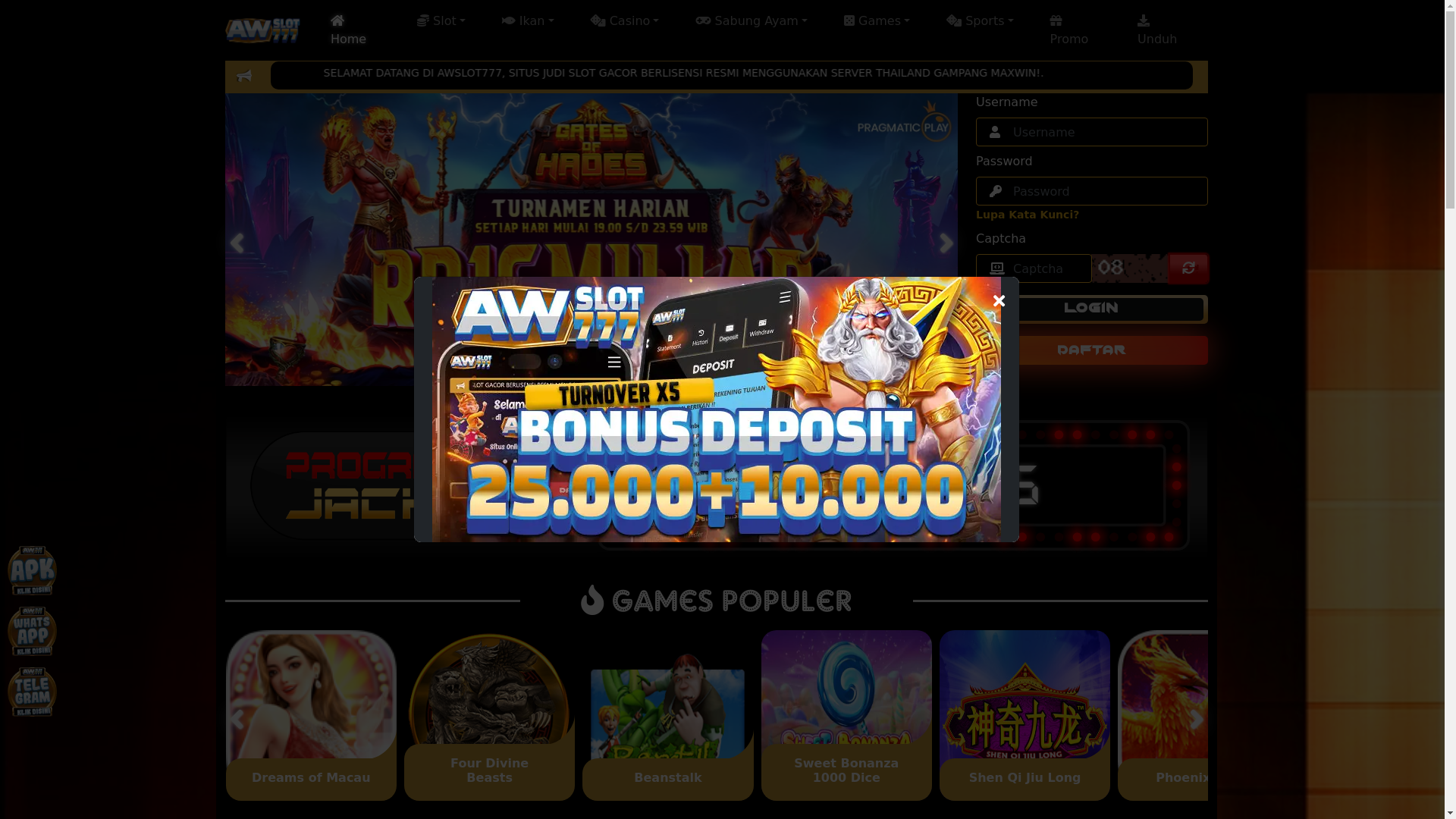 website screenshot of https://awslot777cuan.art/