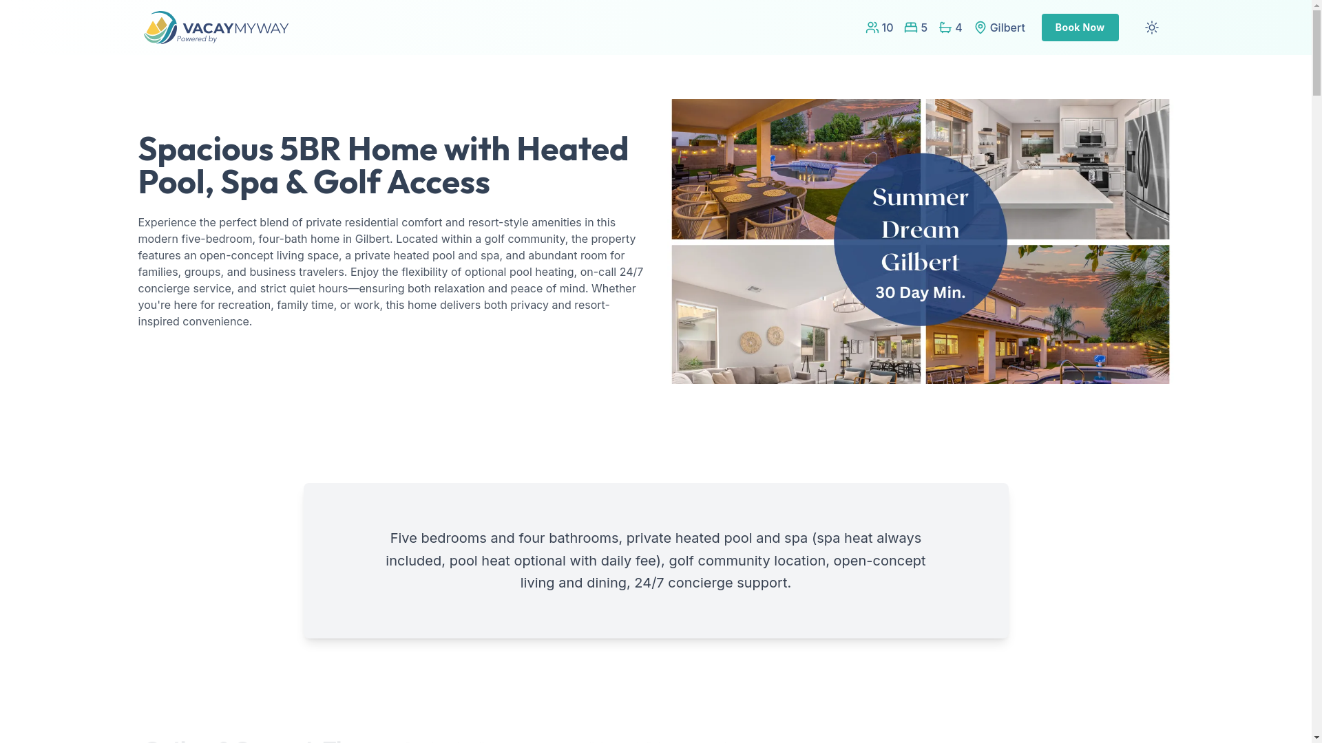 website screenshot of https://blisssonoran.vacations/