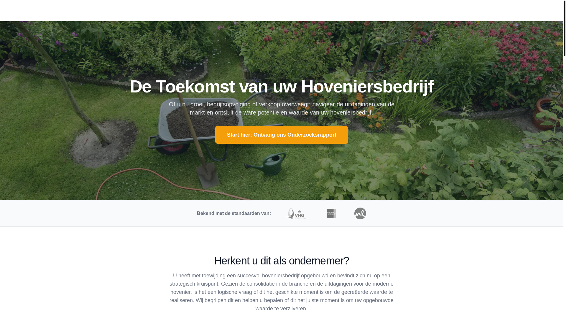 website screenshot of https://toekomsthoveniers.nl/