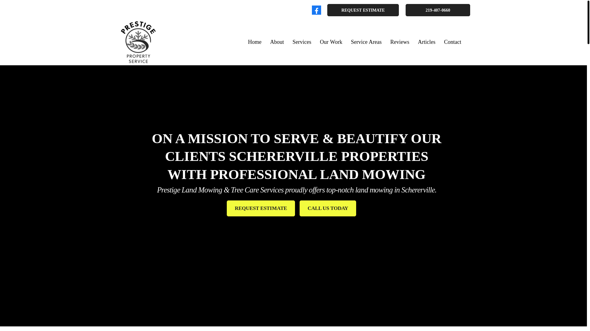 website screenshot of https://prestigelandmowingandtreecareservices.com/