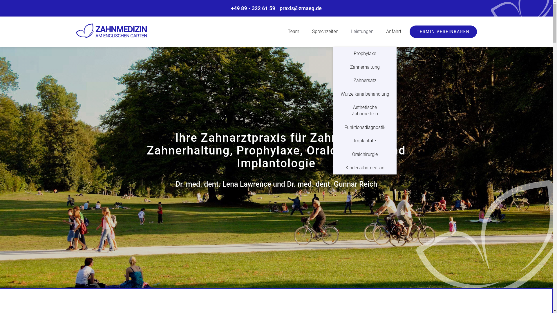website screenshot of https://zahnmedizin-am-englischen-garten.de/