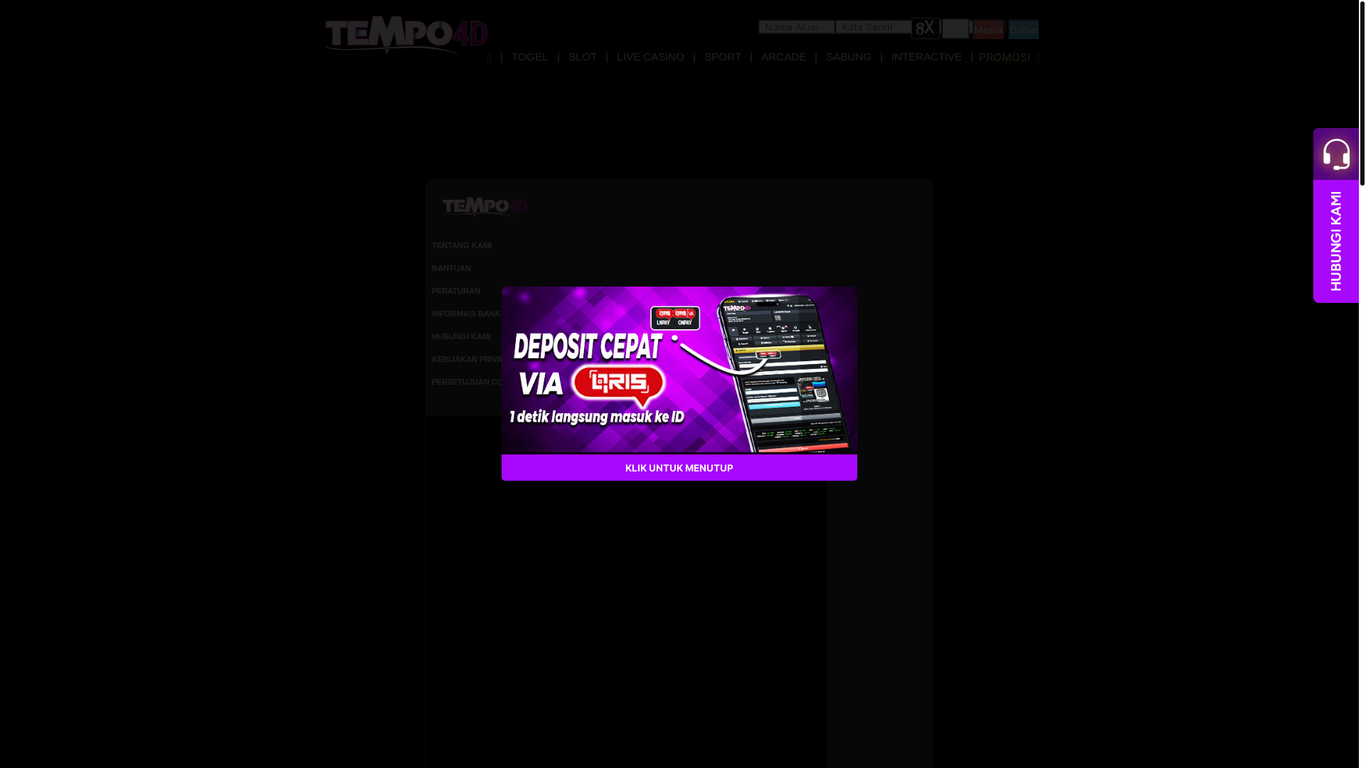 website screenshot of https://kitatempo4d.my/