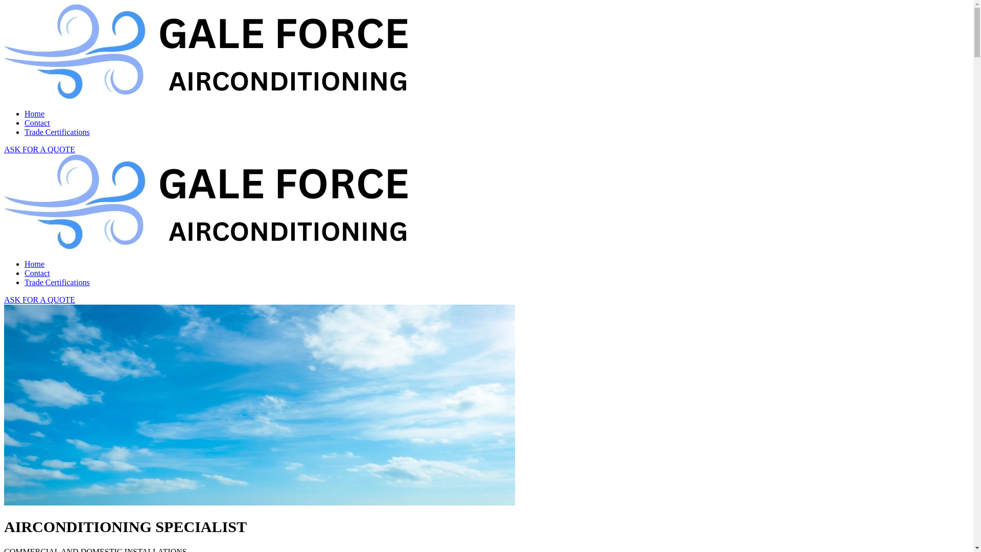 website screenshot of https://galeforceairconditioning.com.au/