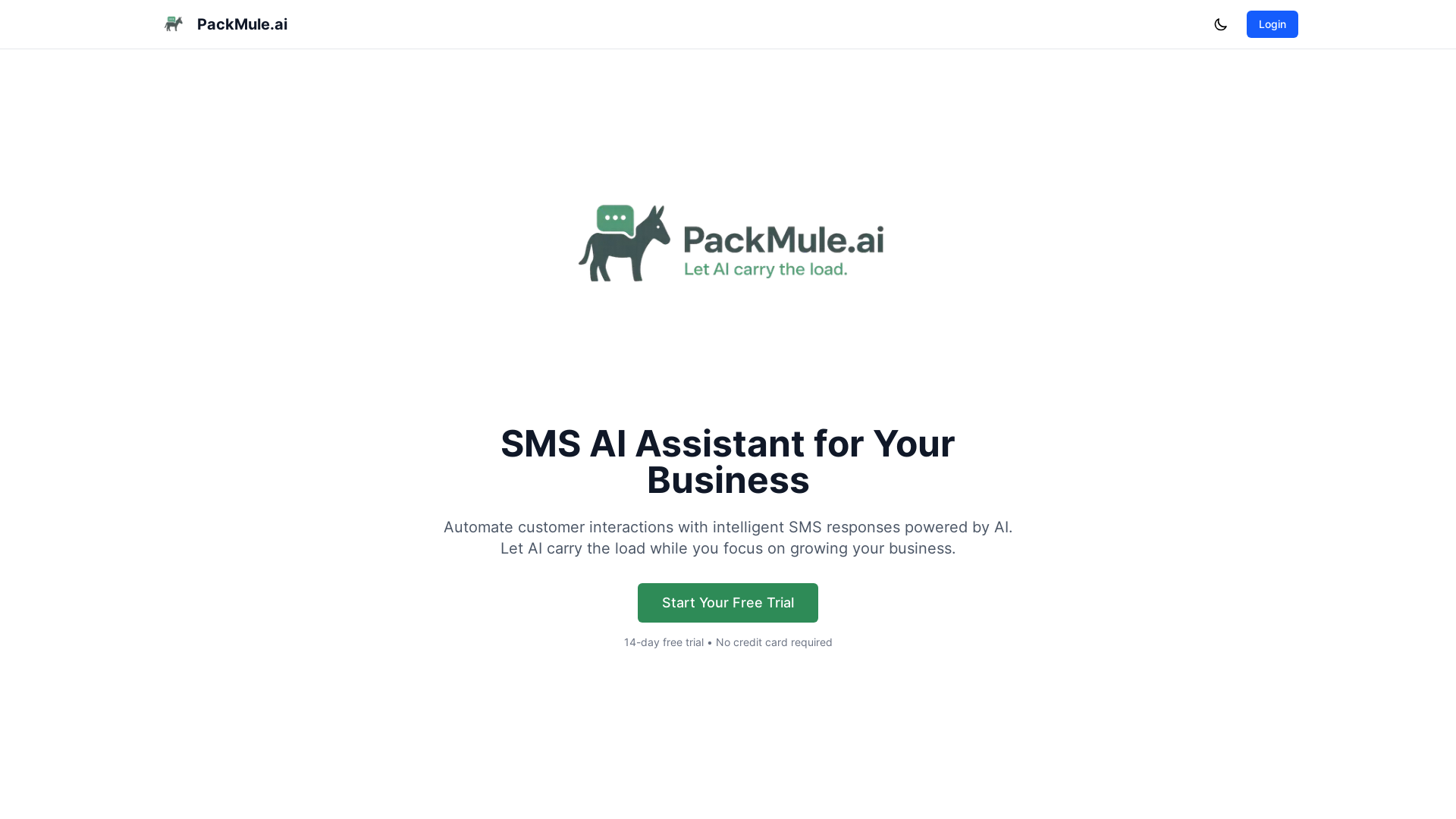 website screenshot of https://packmule.ai/