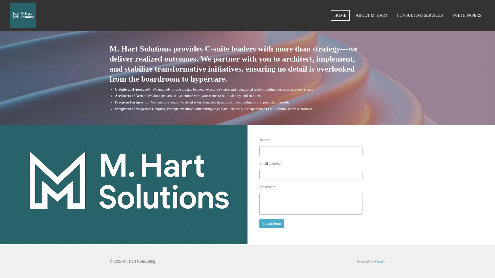 website screenshot of https://mhartsolutions.com/
