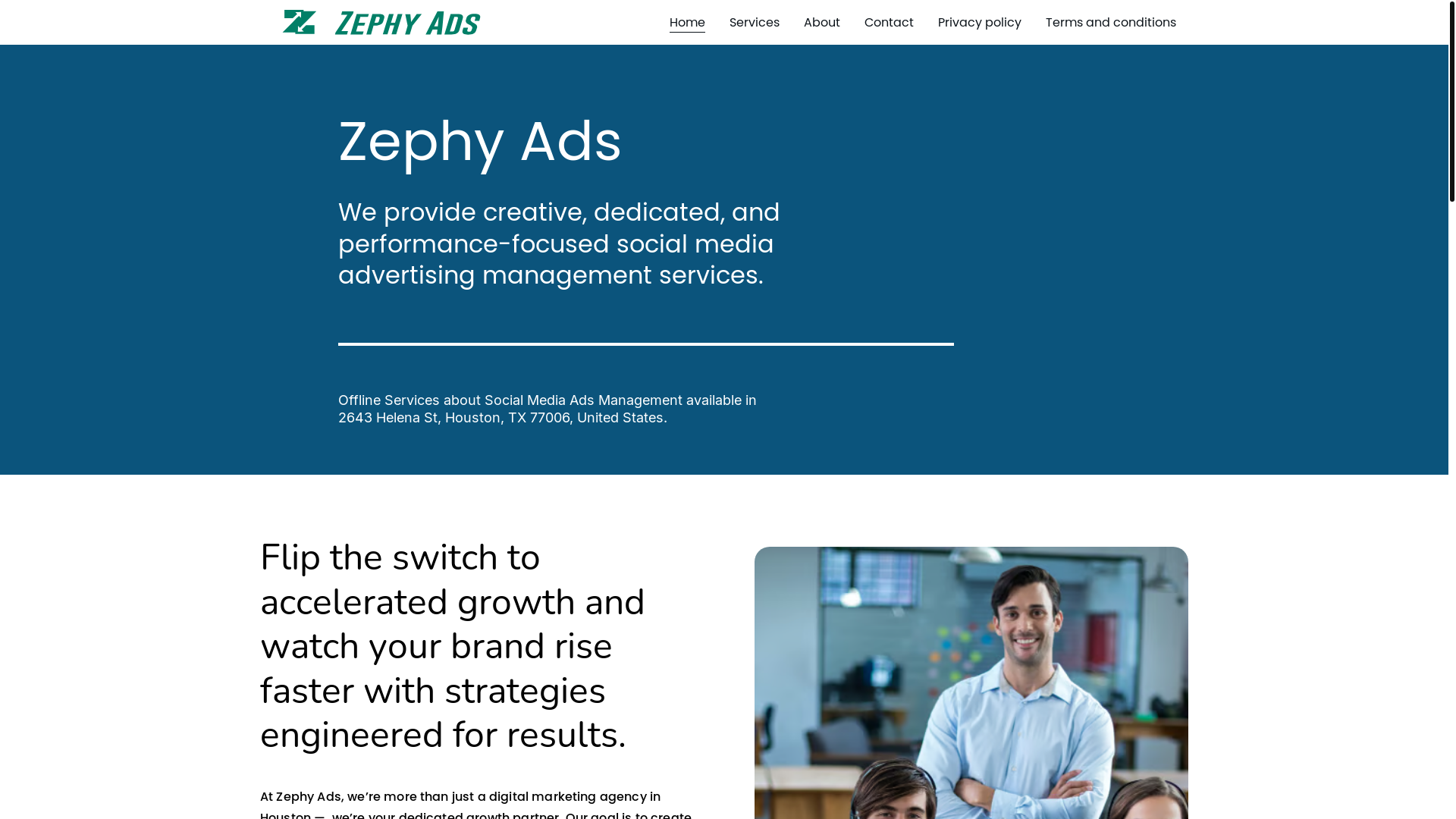 website screenshot of https://zephyads.site/