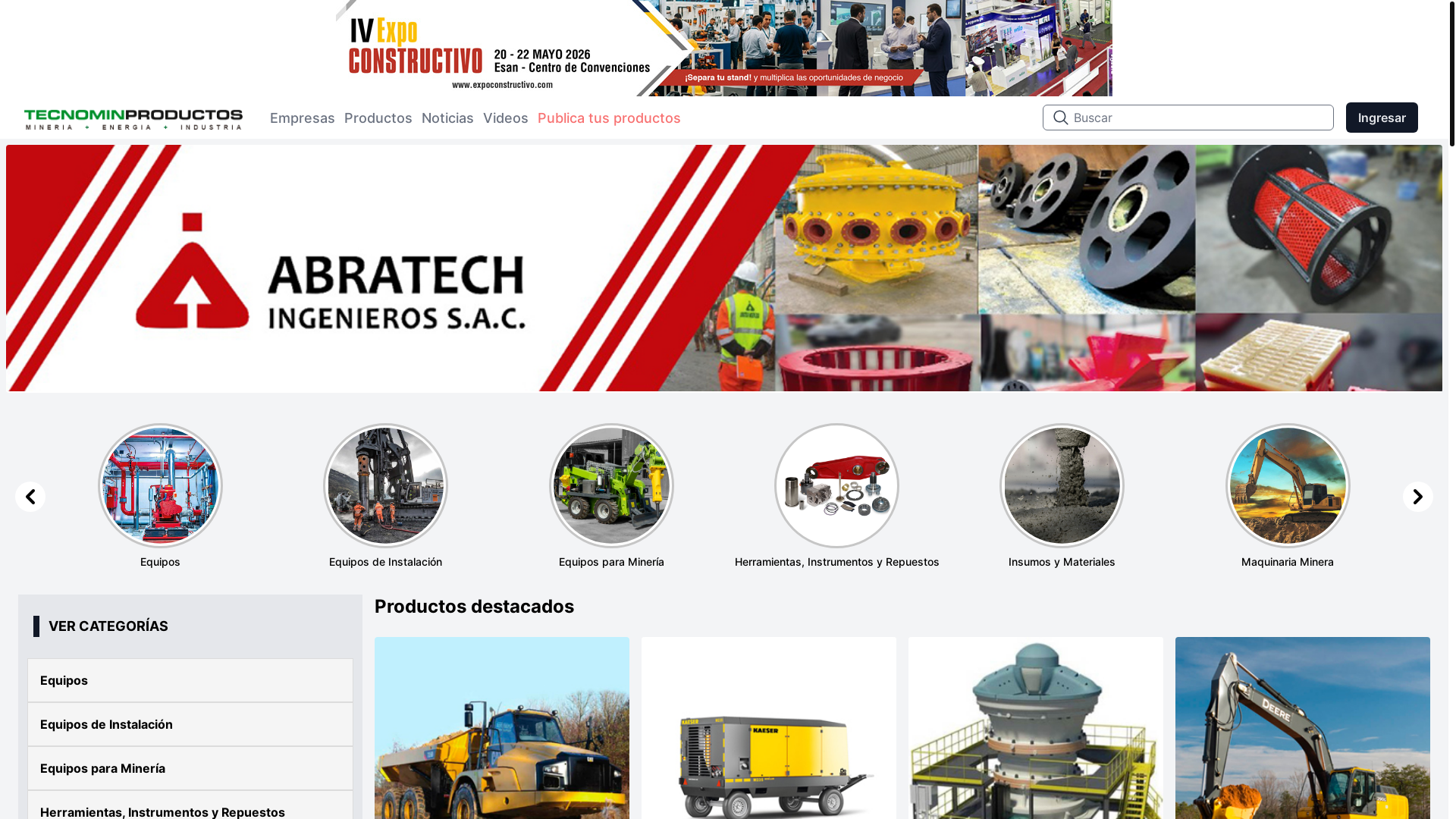 website screenshot of https://tecnominproductos.com