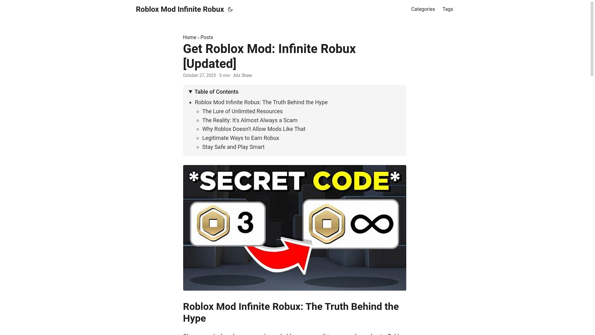 website screenshot of https://roblox-mod-infinite-robux.pages.dev/