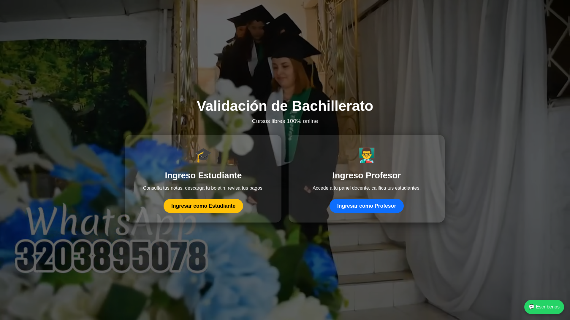 website screenshot of https://validacionbachilleratofeva.com.co/