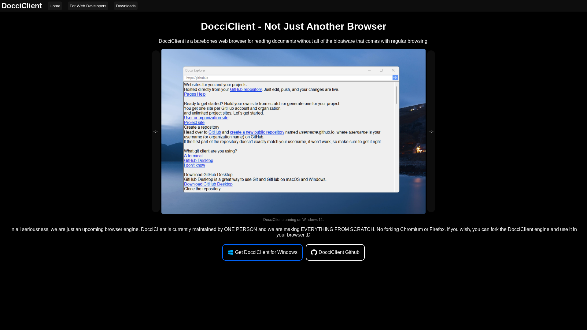 website screenshot of https://docciclient.pages.dev