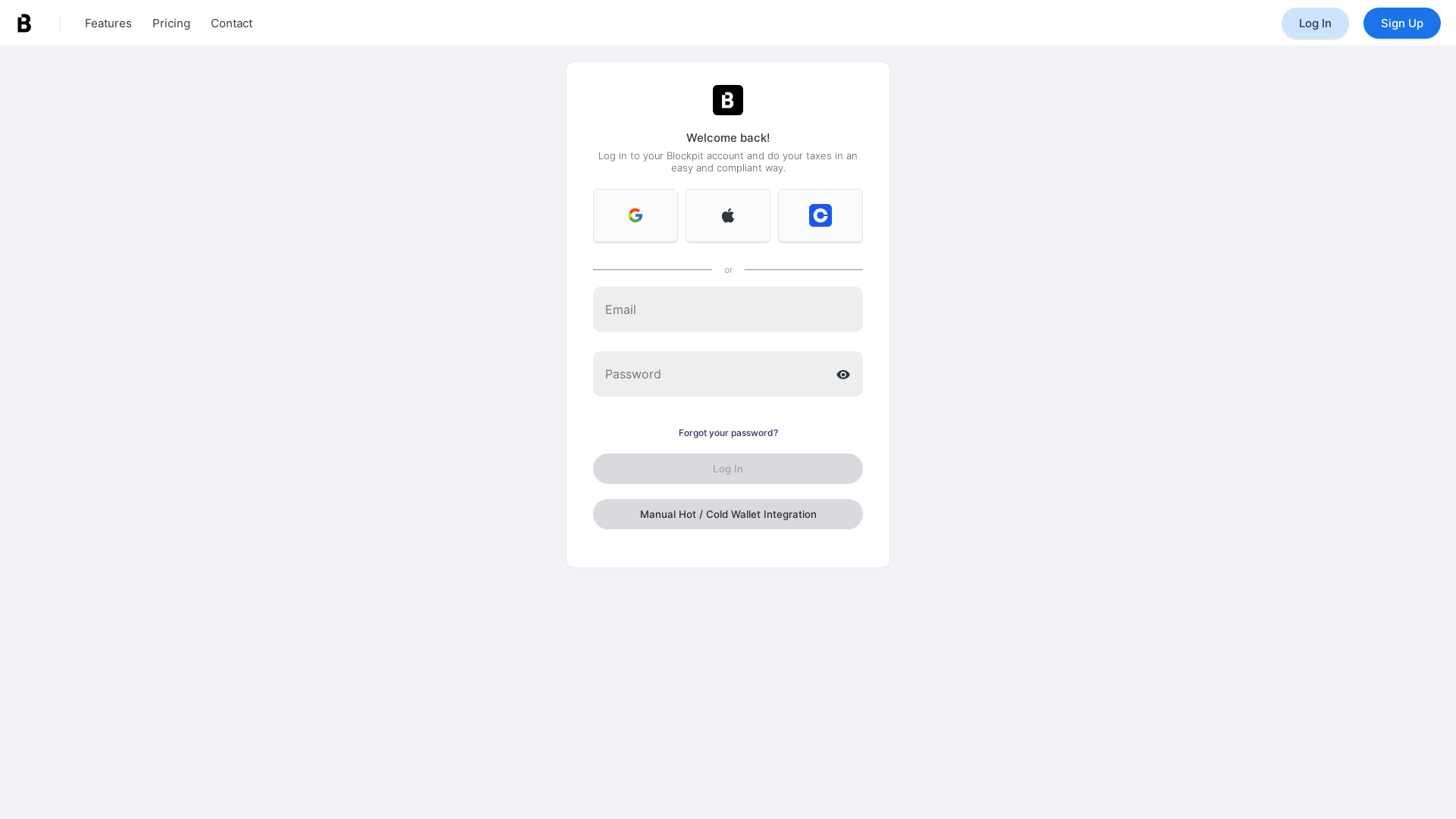 website screenshot of https://blockpit-authenticationn-5kf.pages.dev/