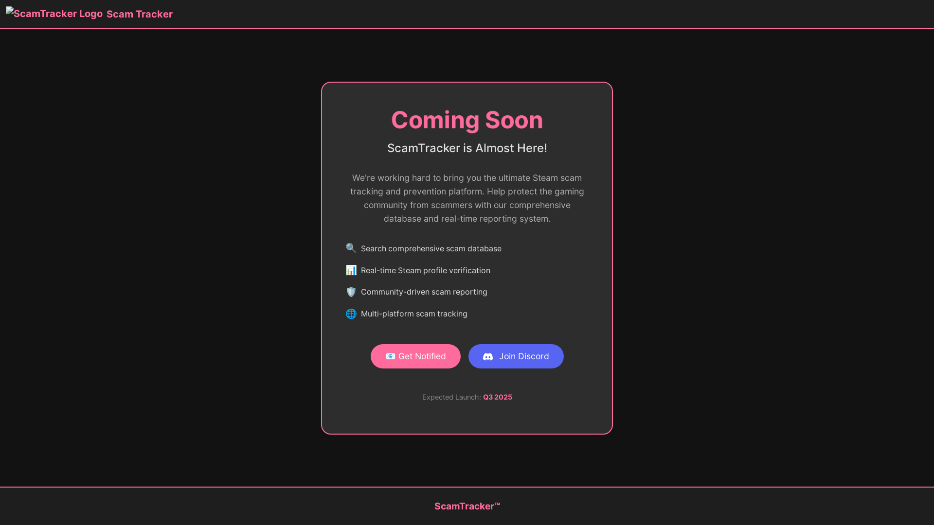 website screenshot of https://steamscamtracker.com/