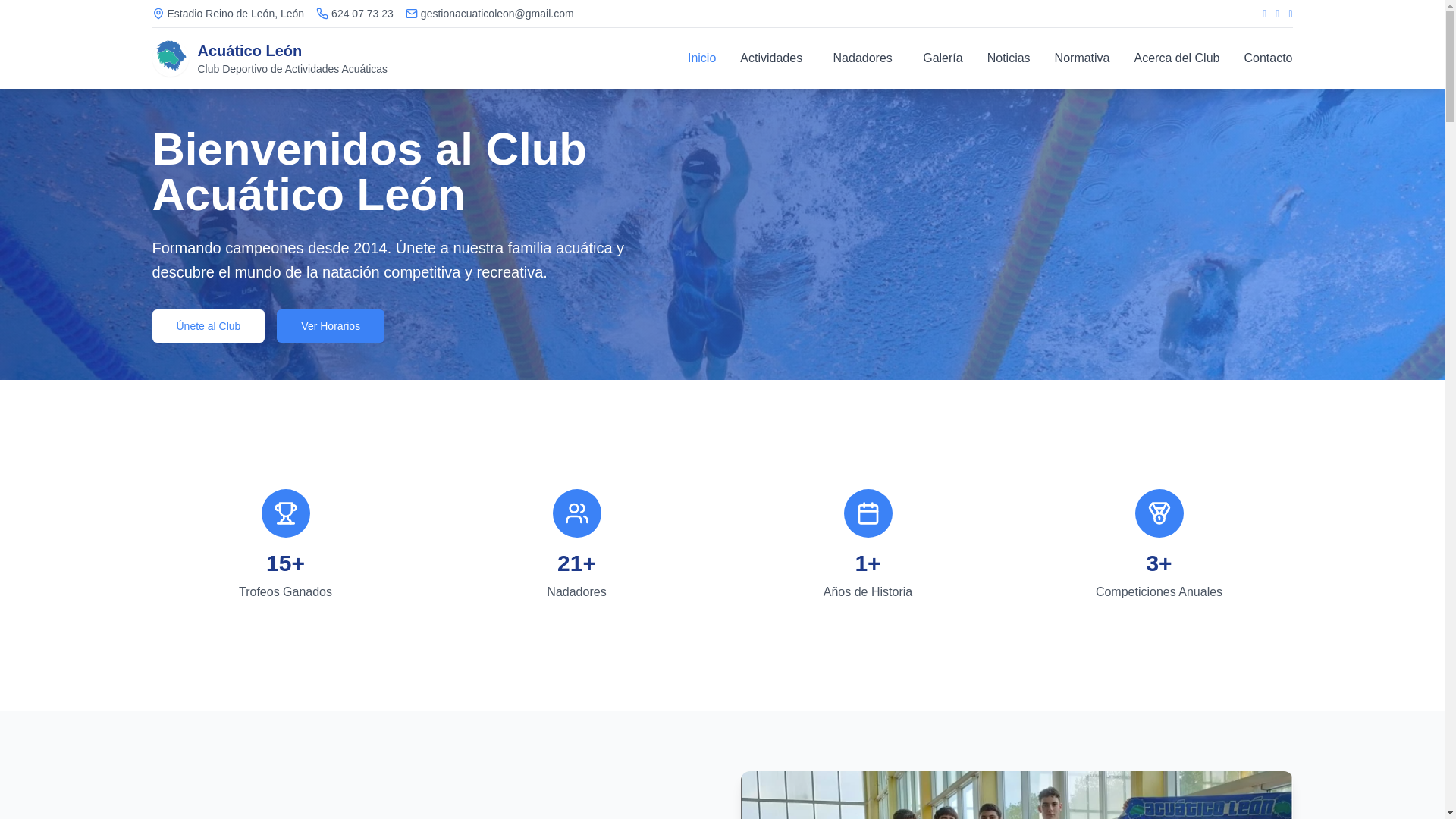 website screenshot of https://clubacuaticoleon.org/