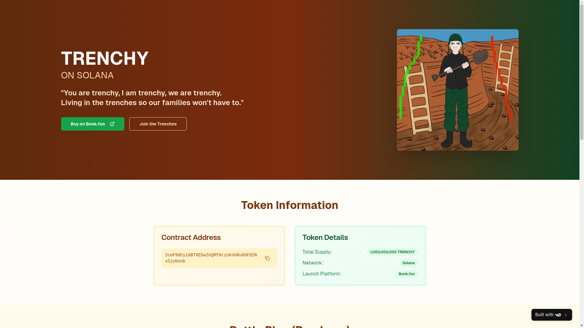 website screenshot of https://trenchyonsol.com/