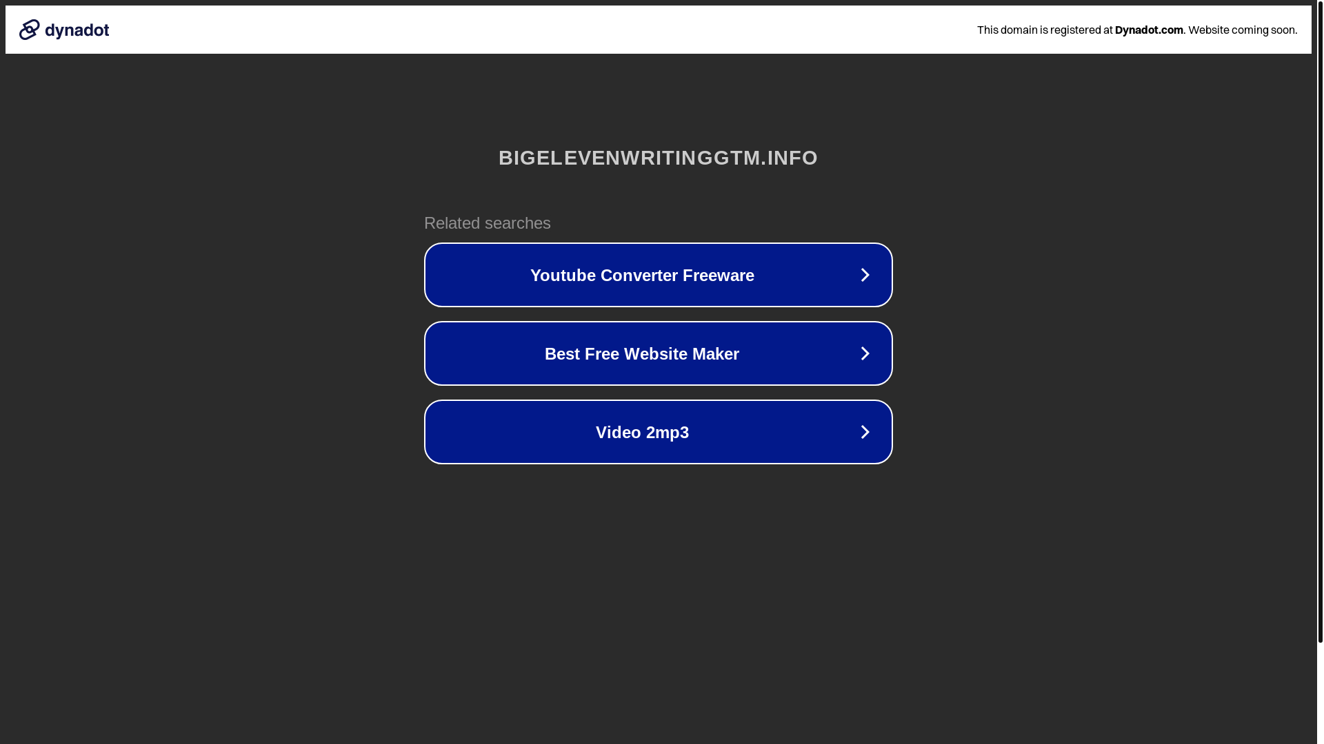 website screenshot of https://bigelevenwritinggtm.info/