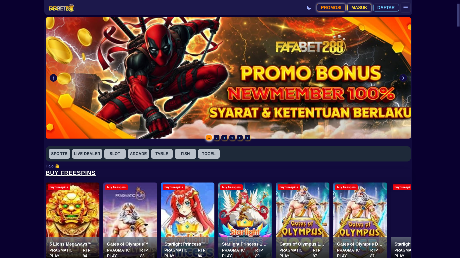 website screenshot of https://fafabet288.store/