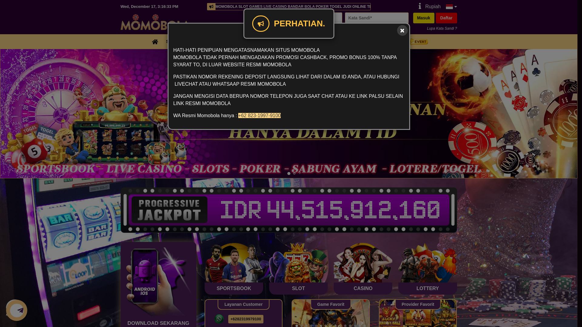 website screenshot of https://momobola18vip.com/