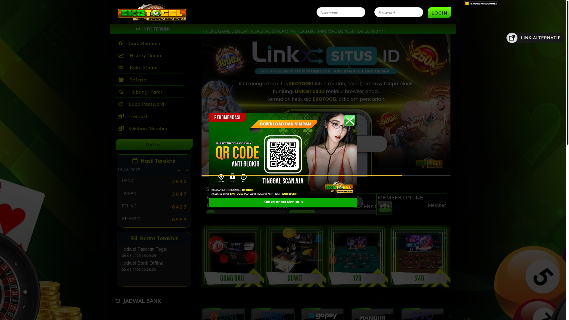 website screenshot of https://ekotogelcity.com/