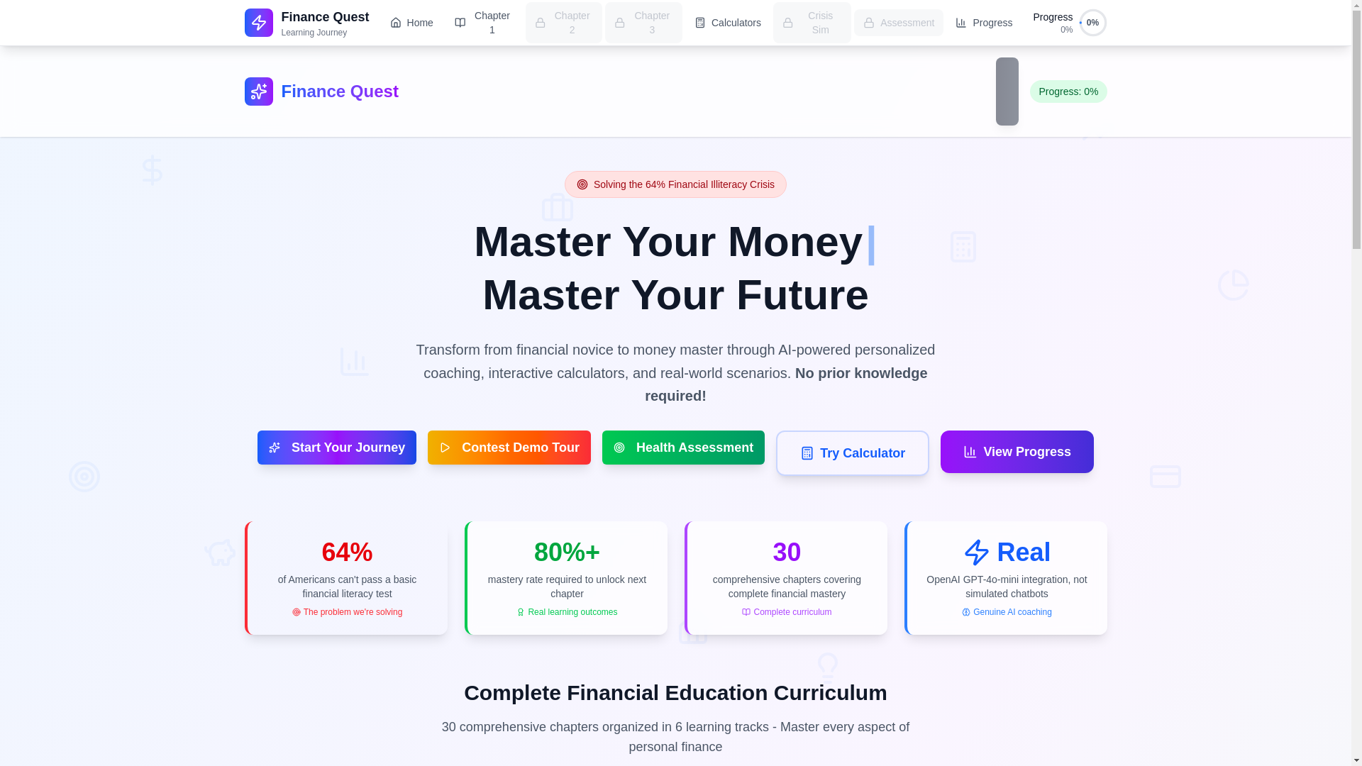 website screenshot of https://financequest.fyi/